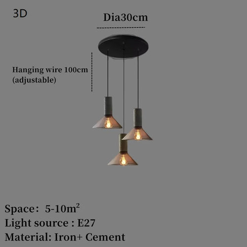 lampe suspendue en béton industriel avec abat-jour en fer - vue 28 sur 29