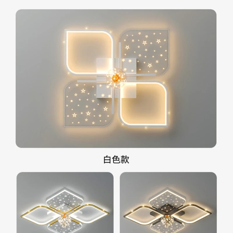 lustre led moderne quatre feuilles herbe ciel étoilé intérieur