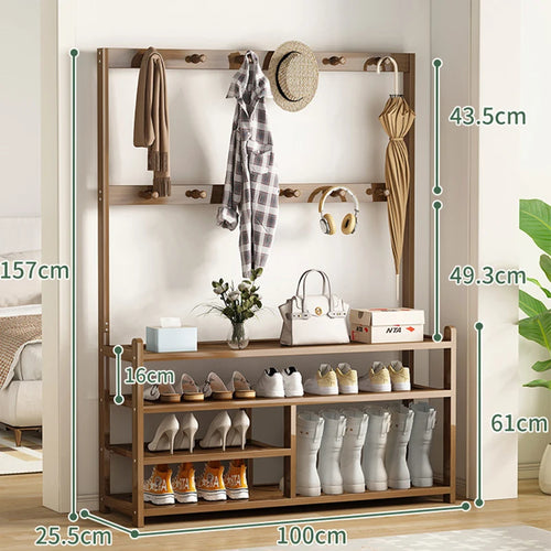 cintre multifonctionnel avec étagère à chaussures et porte-manteaux - vue 11 sur 11
