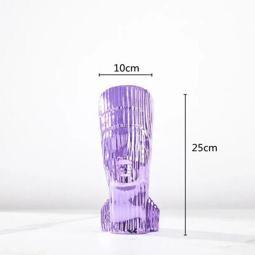 sculpture en verre abstraite avec rayures décoratives pour décoration intérieure