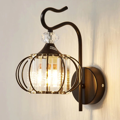 Glass wall lamp, iron art bedside lamp, simple accessories of living room, bedroom and dining room, E27 lamp - vue 3 sur 8