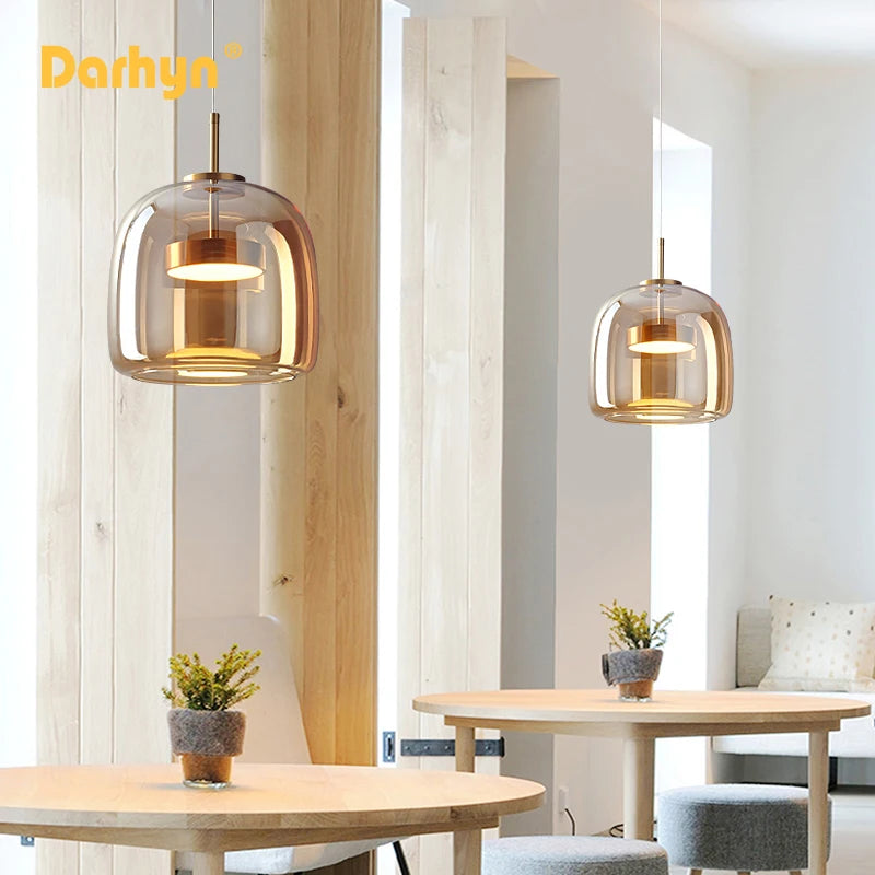 lampe suspendue en verre led luxe décor nordique moderne
