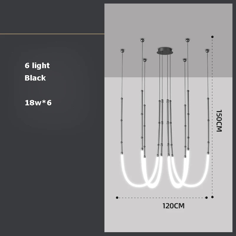 lustre art déco en métal noir avec éclairage led - vue 11 sur 16