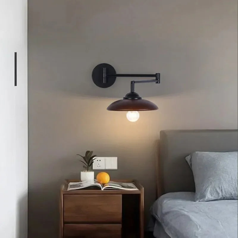 applique murale en bois japonais design nordique rétro télescopique pliable - vue 7 sur 12
