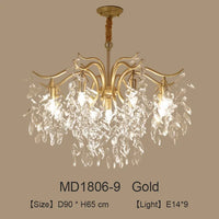 lustre nordique led en cristal de luxe décoration
