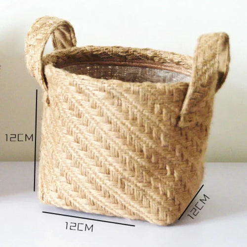 panier de rangement en toile de jute tissée multifonctionnel - vue 4 sur 8
