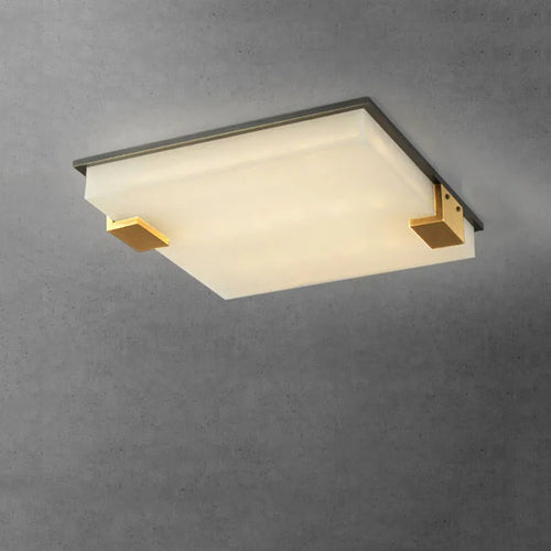 plafonnier carré en marbre et laiton doré led luxueux