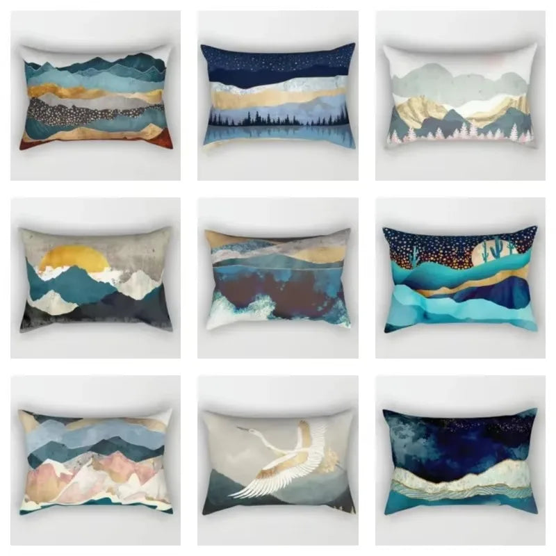 taie d'oreiller rectangulaire polyester rayures aquarelle chinoises