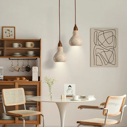 lustre suspendu vintage en pierre naturelle avec led - vue 3 sur 6