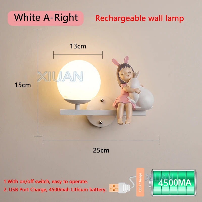 applique murale rechargeable en résine pour chambre d'enfant décorative - vue 9 sur 22