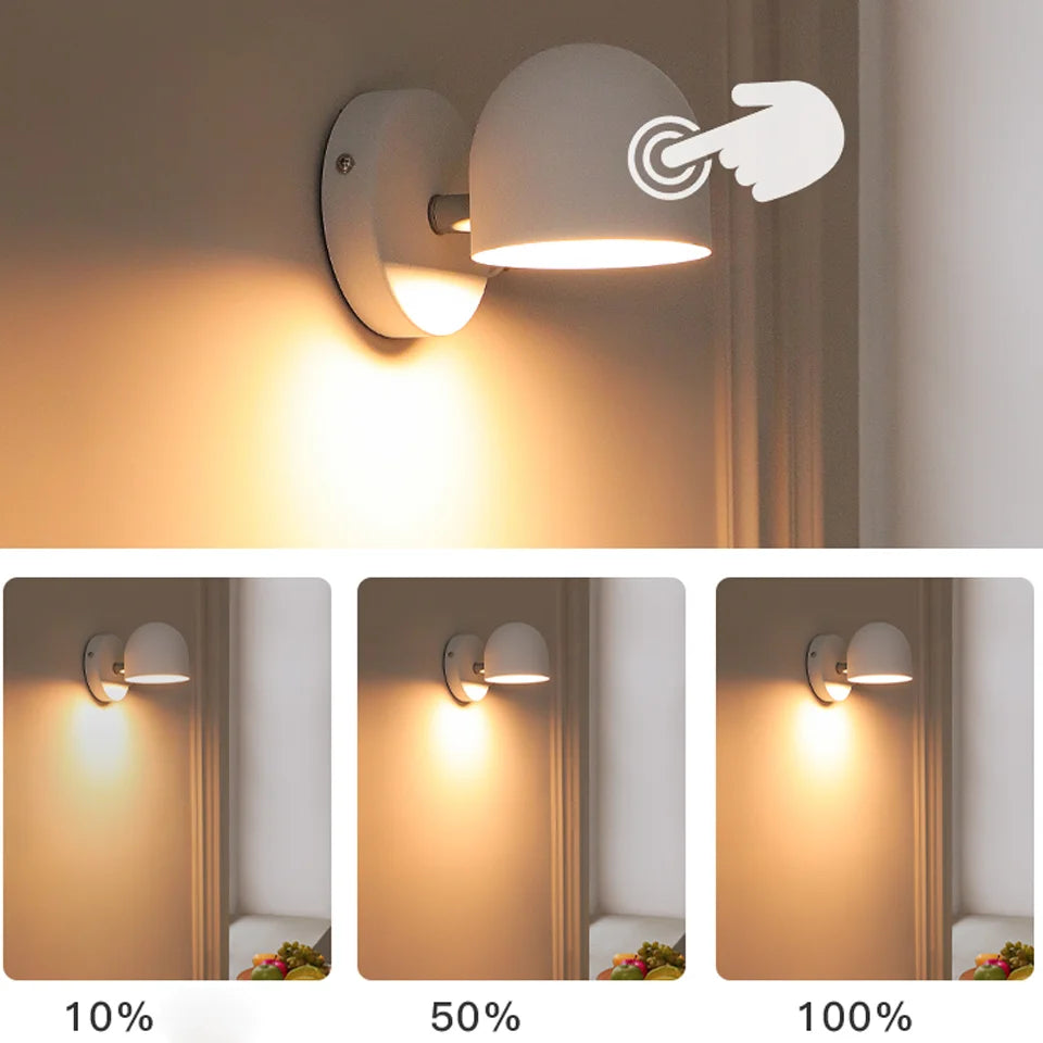 applique murale led tactile rotative 350° avec variateur et prise - vue 4 sur 16