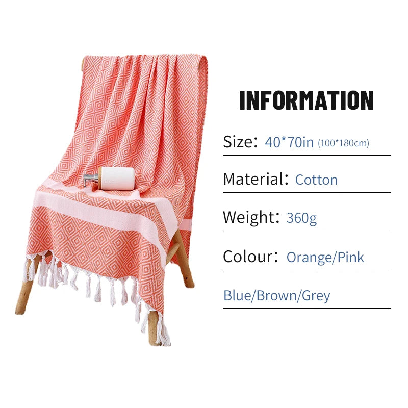 serviette de plage turque coton motif imprimé bohème - vue 5 sur 7