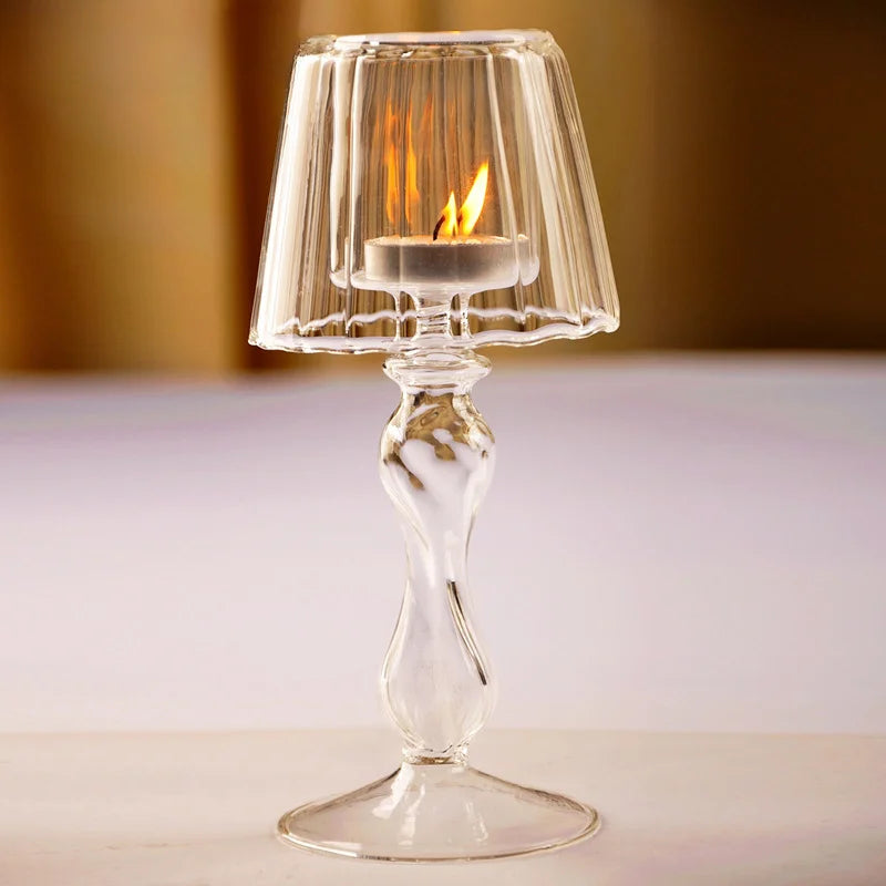 lampe de bureau en verre style européen bougeoir créatif pour mariage décoratif - vue 3 sur 8