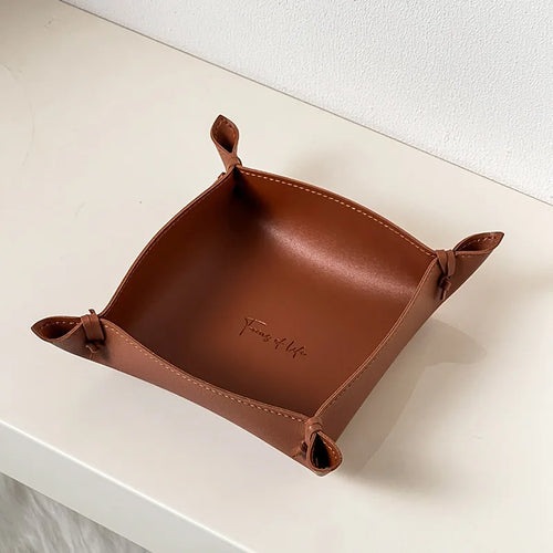 plateau de rangement en cuir pour dés bijoux et clés - vue 11 sur 14
