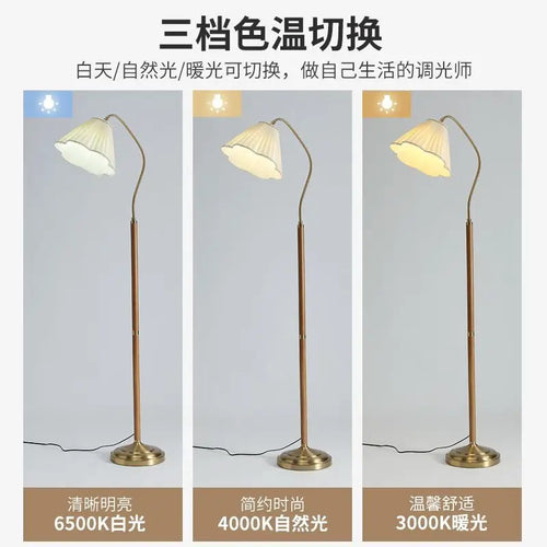 Lampadaire bois massif rétro japonais luxe haut gamme bureau chambre