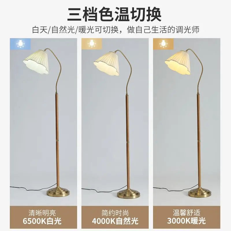 Lampadaire bois massif rétro japonais luxe haut gamme bureau chambre - vue 7 sur 8