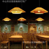Rétro créatif corde de chanvre rotin chambres d'hôtes lampes Style silencieux rotin lampe de Table à manger Simple auberge salon lustre