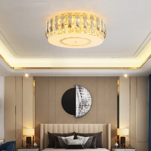 plafonnier led dimmable en verre de cristal rond moderne - vue 3 sur 11