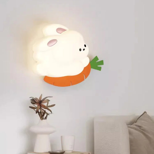 applique murale lapin radis LED pour chambre enfant - vue 3 sur 8
