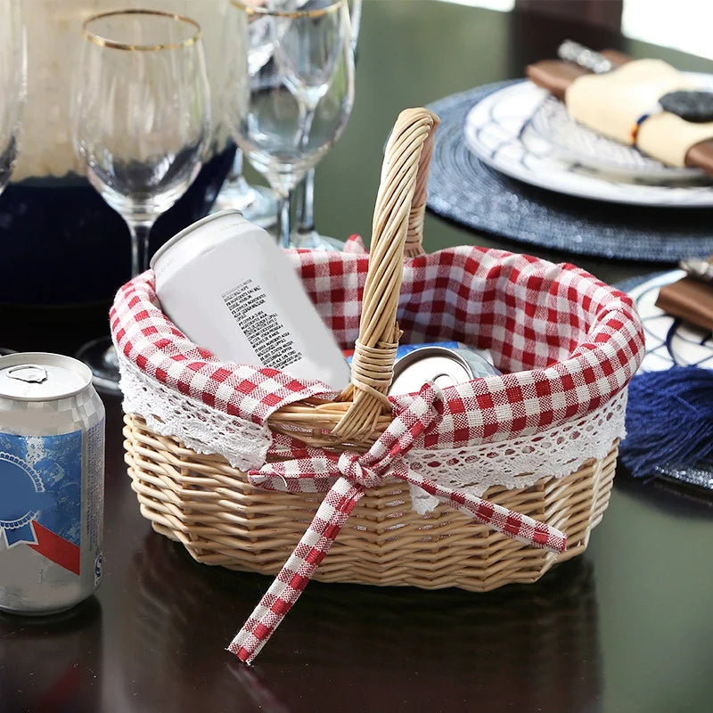 panier en osier ovale pour pique-nique mariage ou cadeau - vue 6 sur 7