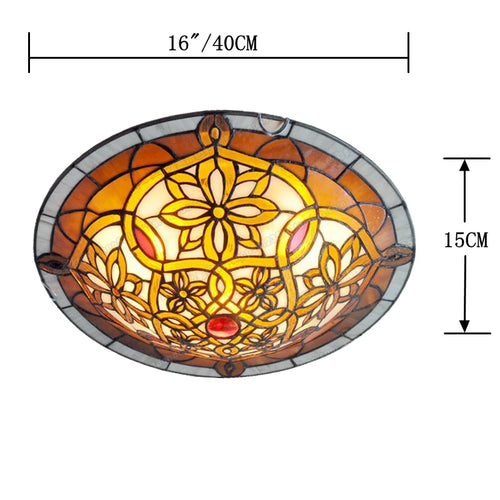 16 Inch European Twist Glass Ceiling Lamp Tiffany Style Bedroom Aisle Porch Balcony Lighting Antique LED Welding Art Lamp - vue 5 sur 6