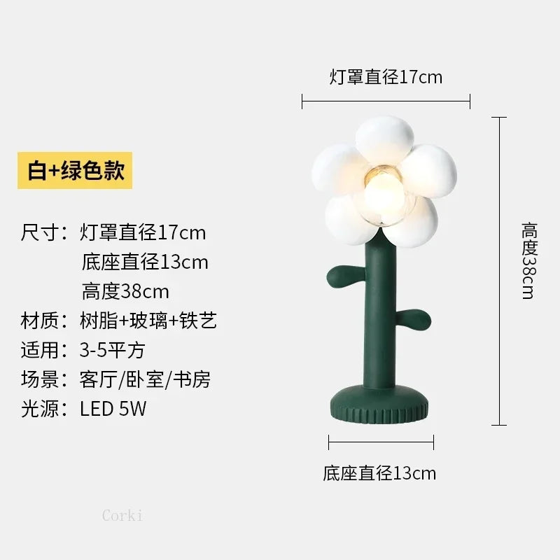 lampe à poser en résine fleurs roses décoratives pour intérieur - vue 6 sur 7