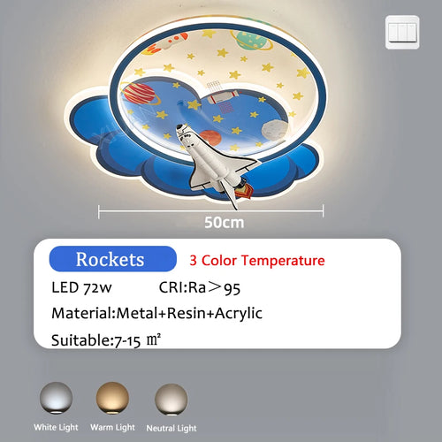 lustre d'intérieur pour enfant avec télécommande rocket lights boy - vue 10 sur 12