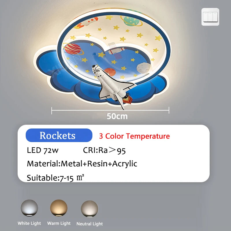 lustre d'intérieur pour enfant avec télécommande rocket lights boy - vue 9 sur 12
