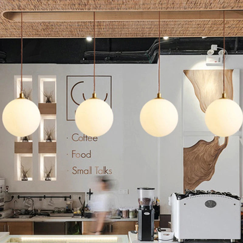 Lampe Suspension Globe Verre Blanc