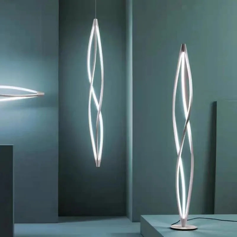 lustre spirale led moderne pour hall d'hôtel réception - vue 2 sur 12