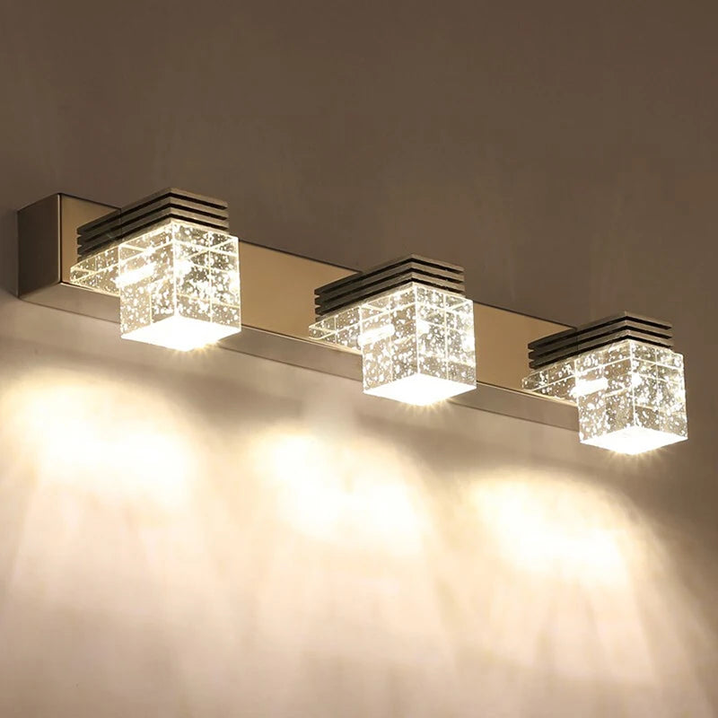 K9 cristal miroir appliques salle de bains moderne appliques 4 têtes toilette mural luminaires appliques intérieur chambre - vue 5 sur 7