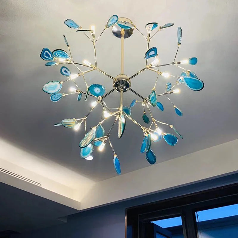 plafonnier led en agate naturelle pour décoration romantique intérieure - vue 7 sur 9