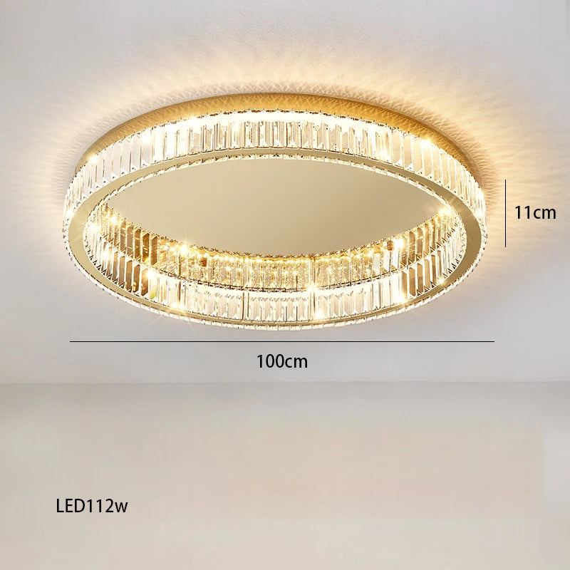 lustre rond en cristal dimmable led de luxe