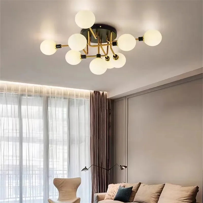 plafonnier nordique led en verre et métal pour intérieur loft - vue 5 sur 18