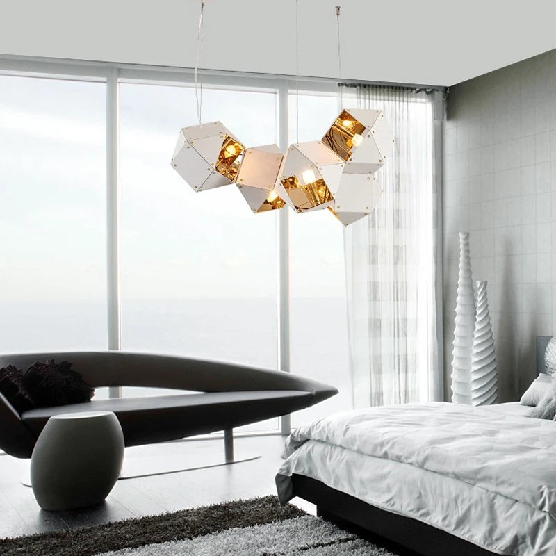 suspension led cube art déco style assorti 	 saison