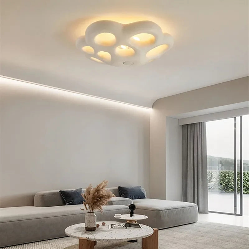 Nordic Minimalist Petal Wabi-Sabi LED Bedroom Ceiling Lamps Chandelier Living Dining Study Room Home Decor Ceiling Light Fixture - vue 4 sur 7