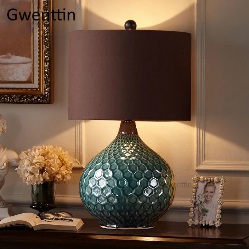lampes de table en céramique vintage avec éclairage led moderne - vue 4 sur 12