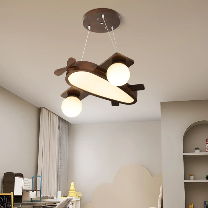 suspension en bois massif motif avion pour enfants - vue 5 sur 8