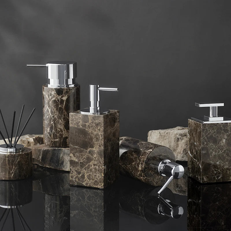 accessoires de salle de bain en marbre naturel ensemble luxe - vue 6 sur 27