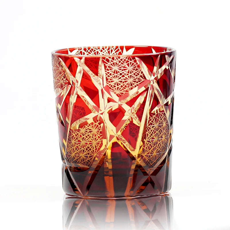 verre whisky edo kiriko motifs géométriques gravés main