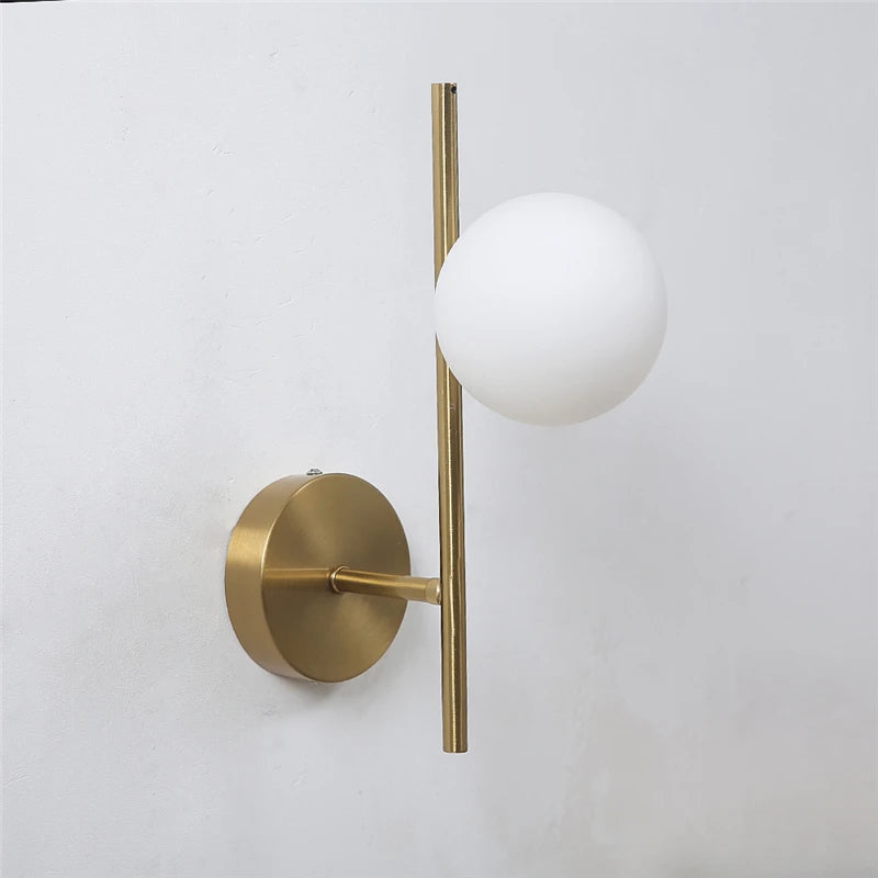 appliques murales modernes led avec boule ronde en verre laiteux
