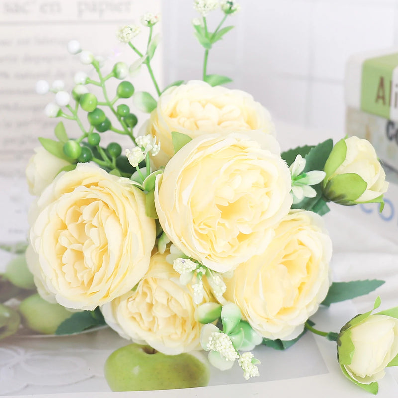 fleurs artificielles soie pivoine hortensia décoration mariage bouquet