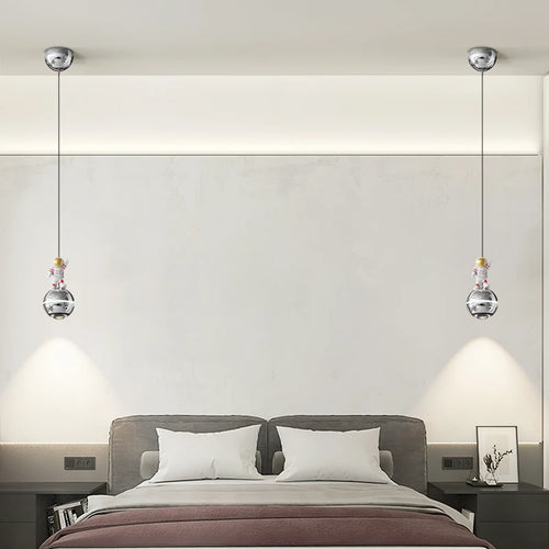 lustre moderne led design astronaute petites suspension - vue 5 sur 18