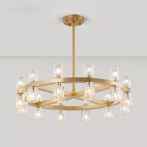 lustre led en cuivre et cristal design moderne luxueux - vue 5 sur 17