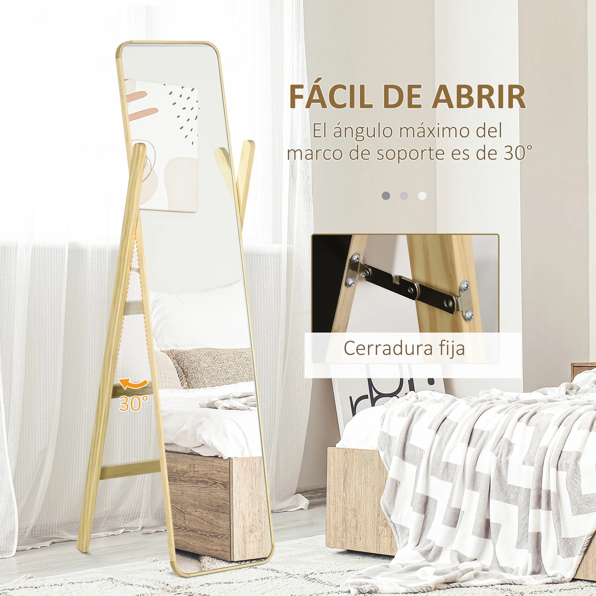 miroir sur pied en bois avec support élégant pour intérieur - vue 5 sur 7