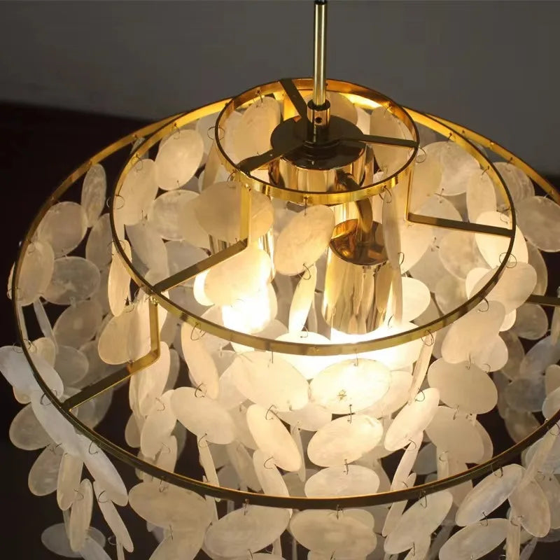 lustre rétro en coquillage pour décoration intérieure moderne - vue 7 sur 13