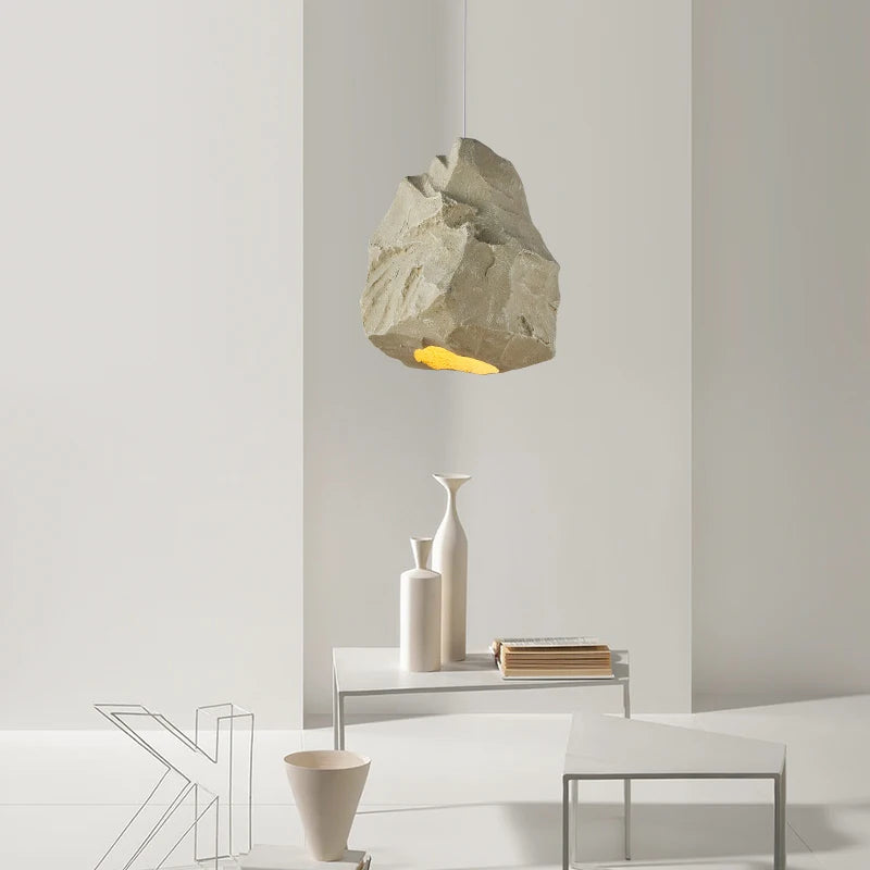 lustre nordique fait main imitation pierre style wabi sabi - vue 3 sur 7