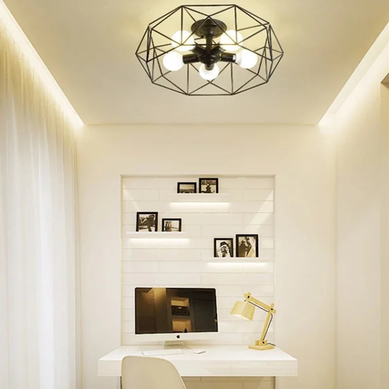 Hot Sale Multiple Heads Geometric Led Ceiling Lamp For Kitchen Item Living Room Bedroom Balcony Decorative Lighting Furniture - vue 3 sur 15