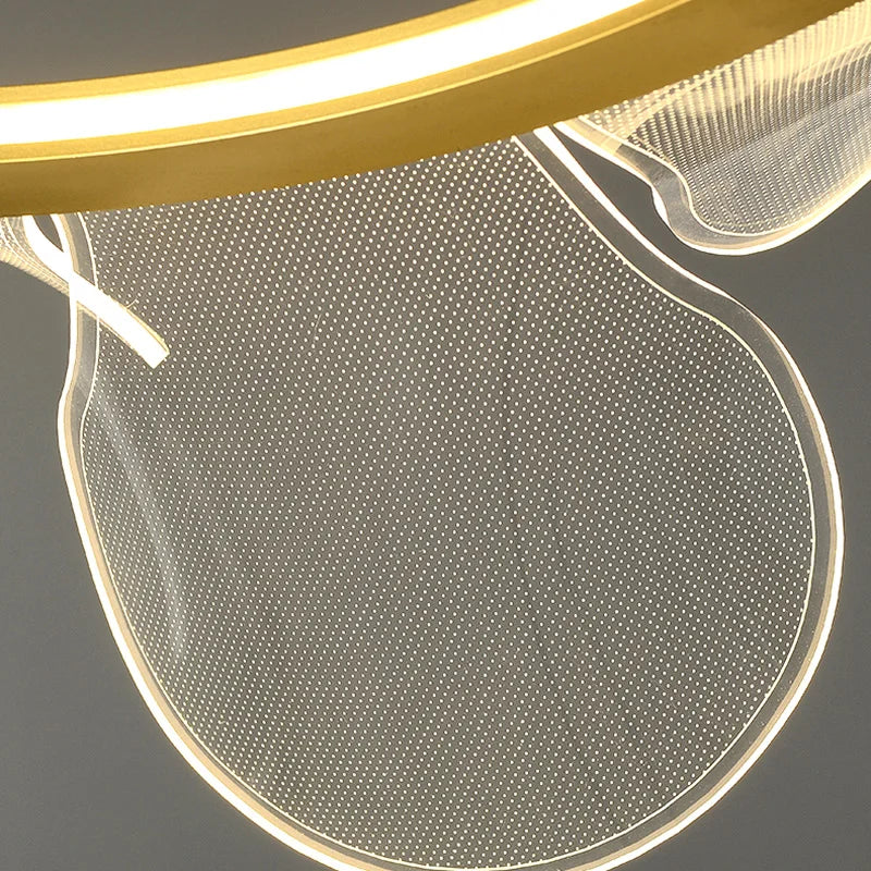 suspension moderne à led avec intensité variable et anneau doré - vue 5 sur 10