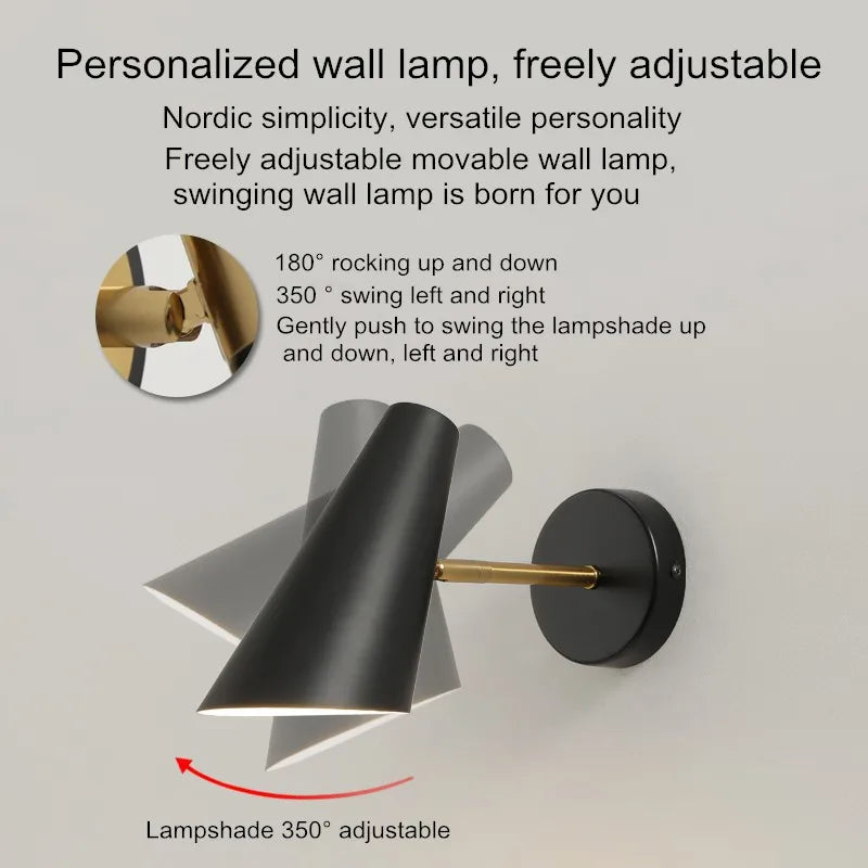lampe de chevet nordique moderne avec interrupteur créatif et mobile - vue 5 sur 8